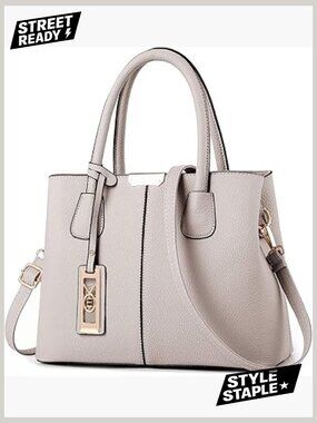 Women's Faux Leather Top Handle Satchel Tote Bag Large Capacity Zip Closure
